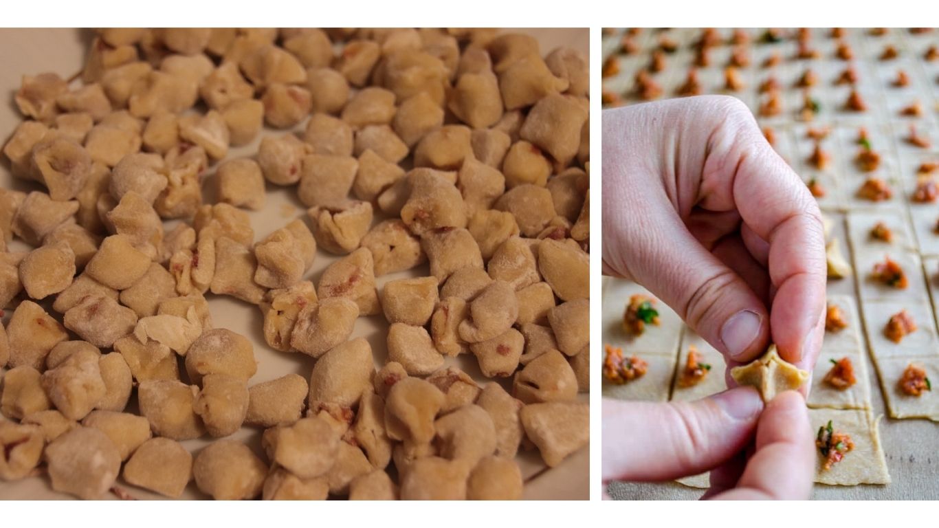 l'étape du façonnage que la recette Manti